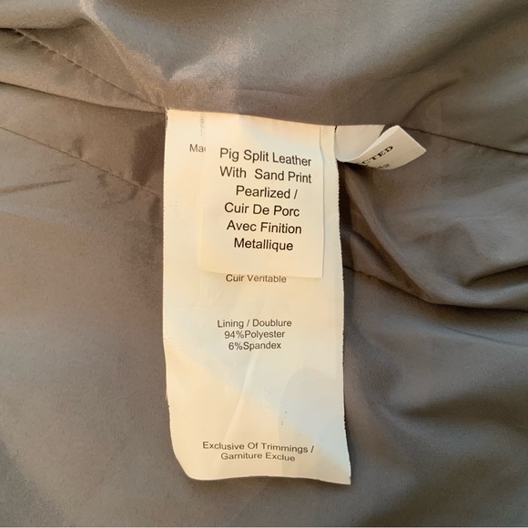 Danier Leather Jacket Sand Print Metallic Pearlized Colors Ruffle Pleated - Picture 11 of 11